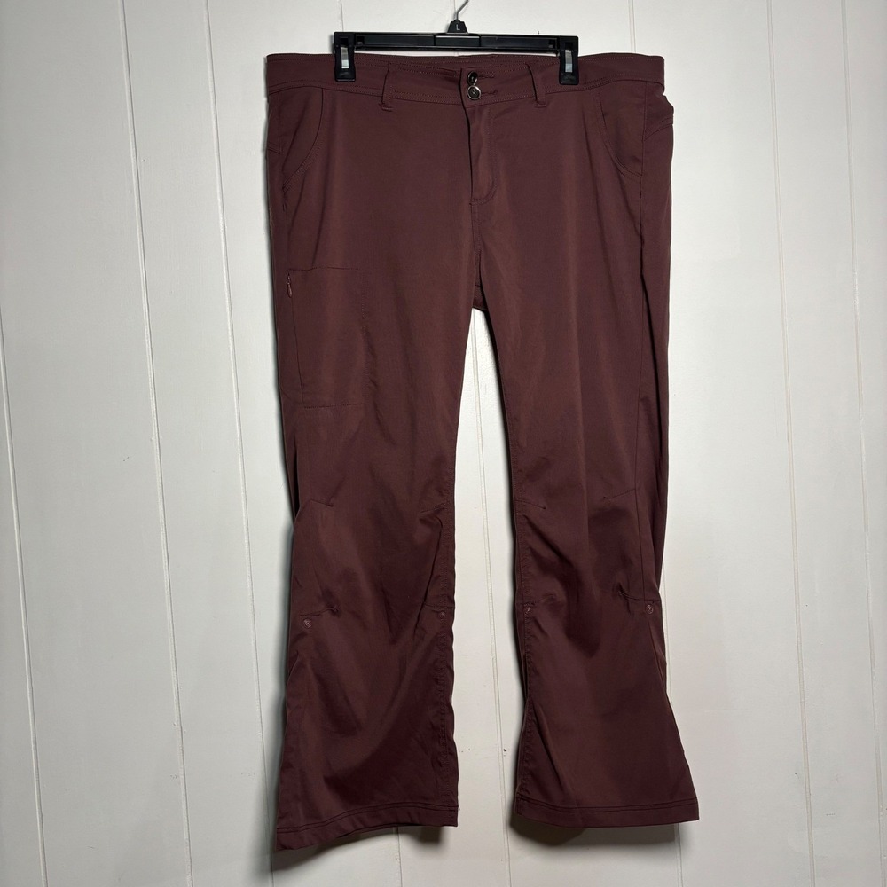 prAna Halle Bootcut Hiking Pants 16 Short Plum Burgundy Roll Up Utility Gorpcore